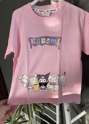Бавовняна дитяча рожева футболка з принтом kuromi, р.,-110