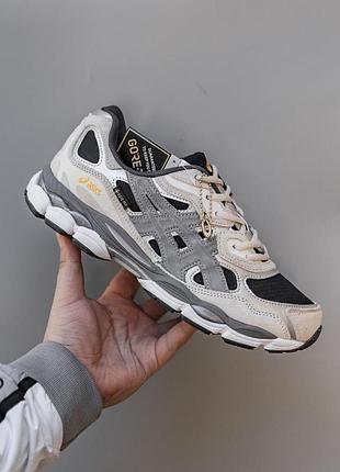 Серые мужские кроссовки asics nyc grey black gore-tex winter termo х ассикс 42