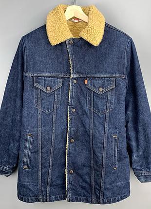 Вінтажна джинсова куртка джинсовка levi's sherpa trucker orange tab 1996 рік оригінал розмір l