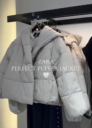 Молочна тепла куртка від zara стьобаний анорак / молочная теплая куртка от зара стеганный анорак