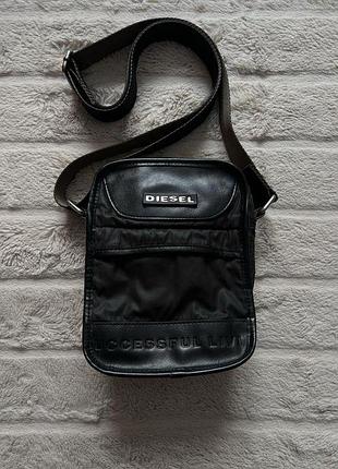 Diesel bag vintage successful living сумка мужская мессенджер черный