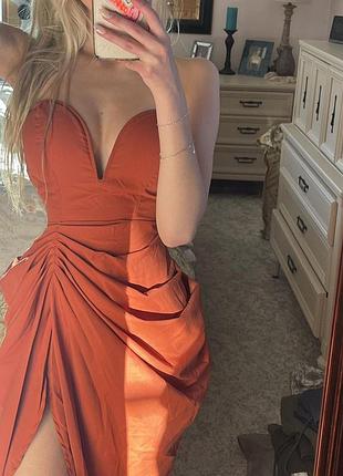 Распродажа платье prettylittlething миди корсетная драпировка