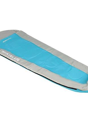 Спальник туристический enero traveler 210x80/50см, голубой-серый