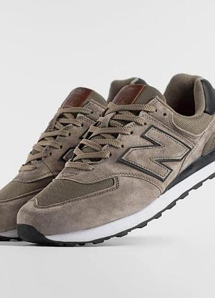 Спортивные кроссовки мужские new balance 574 brown замш+кожа+замш коричневые размер 41 42 43 44 45 46