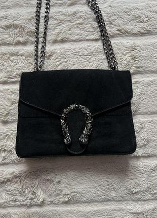 Gucci dionysus small suede shoulder bag black сумочка женская черная замша