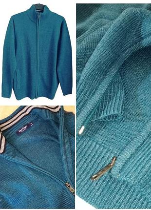 Мужская новая кофта- кардиган на молнии full-zip пог 56см/ р. м / 46-48 бирюзовая