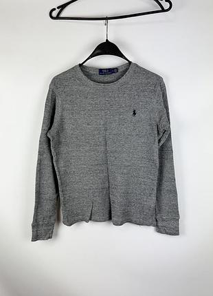 Тоненька кофта лонгслів polo ralph lauren сірий чоловічий розмір m