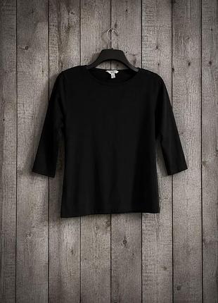 Базовый черный лонгслив m&amp;s (marks &amp; spencer) с рукавом 3/4