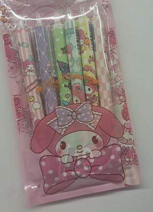 Набор из 6 гелевых ручек из мелоди pens sanrio my melody hello kitty kuromi pompompurin pochacco
