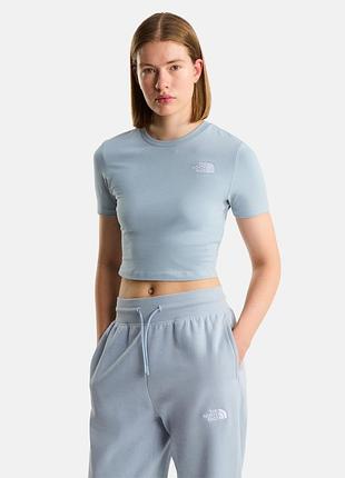 Футболка the north face s cropped slim light blue кроп топ tnf укорочена футболка the north face топ голубий