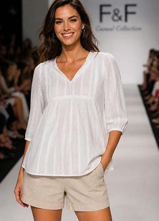 Блуза · женская · f&amp;f · белая · 4xl · 100% модал вышивка