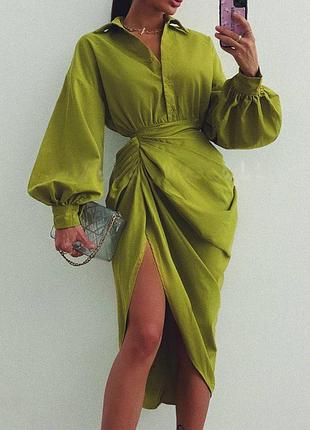 Распродажа платье prettylittlething миди рубашечный стиль драпировки