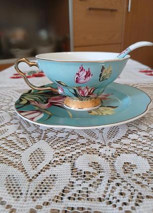 Чайная пара royal crown derby с ложкой