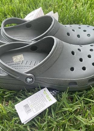 Чоловічі шльопані сабо crocs classic clog grey/сірі крокс