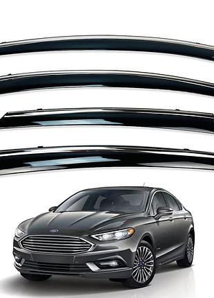 Д/в ford mondeo/fusion usa 2014-2020 sedan нерж. з хром полоскою (defl)