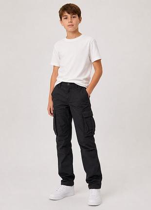 Брюки, джоггери, карго сіро-чорні h&m 12-13 років