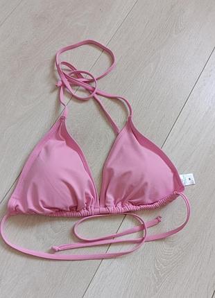 Розовый верх купальника бюст на завязках треугольники primark m м 75b 75c 70d 70c