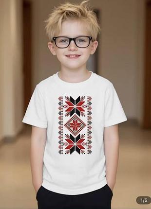 Футболка принт вышиванка на мальчика 7-8 лет