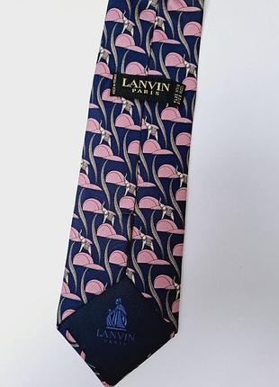 Краватка lanvin paris, виконана зі 100% шовку з принтом слонів, синя-рожева