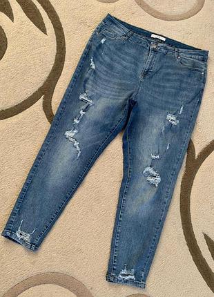 Джинси скіні skinny висока посадка з потертостями