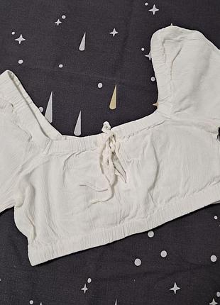 Короткий белый топ с связками спереди h&amp;m размер xs