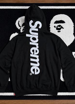 Худі supreme чорне з великим логотипом | унісекс | premium