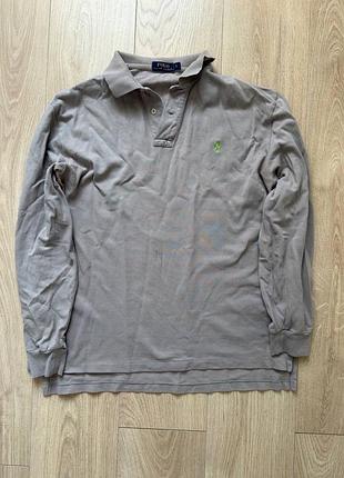 Лонгслів поло polo ralph lauren beige / lime logo (розмір l) оригінал