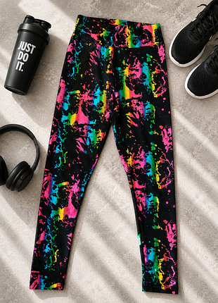 Лосіни💥 лосини💓яскравий принт 🌈 лосини з високою посадкою 👖 легінси  ⚡ розмір xs-s💙лосіни з яскравим напиленням