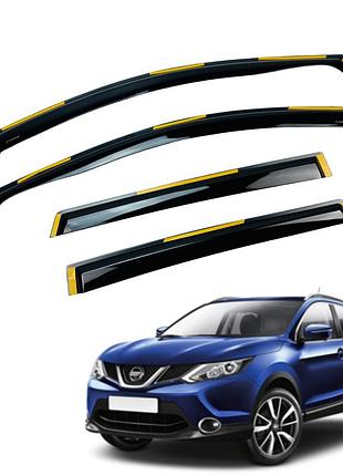 Дефлектори вікон (вітровики) nissan qashqai ii 2014+ вставні (hawk)