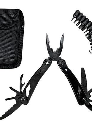 Мультитул с насадками stenson wth37774-2 "12в1" 16.3см black