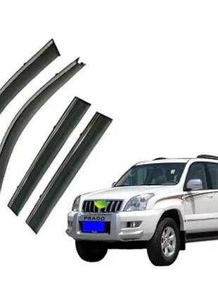 Дефлекторы окон (ветровики) toyota prado / lexus gx470 (2003-) 2003-2009 з нержавіючої чорної сталі (hawk)