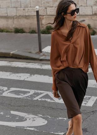 Отличная свободная блуза из лиоцелла и льна,р.l zara