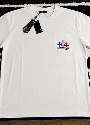 Футболка chrome hearts pocket cross premium чорна / біла унісекс