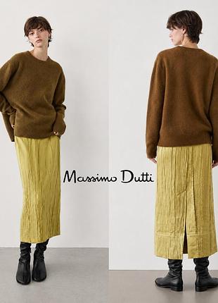 Massimo dutti  щільна атласна спідниця міді з жатим ефектом