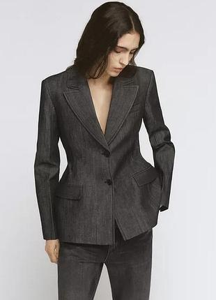 Жакет піджак приталений денім від zara джинсовий