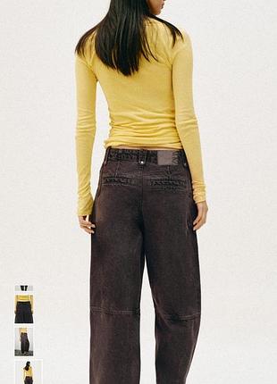 Джинсы zara карго barrel leg коричневые укороченные 3