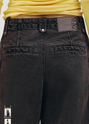 Джинсы zara карго barrel leg коричневые укороченные 4