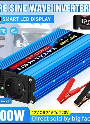 Инвертор tataliken 3000 12v преобразователь напряжения чистый синус 2