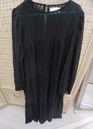 Макси черное платье прозрачное с ярусной юбкой, asos, р. м 4