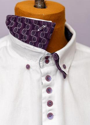 Мужская хлопковая рубашка с цветным акцентом на воротнике ✂️joe browns, uk, made in india 📍размер u9 l, u9/us 42/44, eu 107/112 3