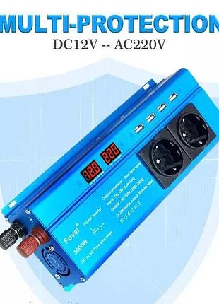 Инвертор преобразователь напряжения foval 3000w чистый синус 4