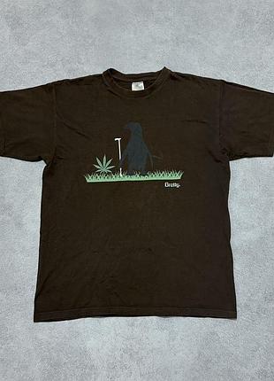 Вінтажна коричнева футболка з принтом grotty penguin weed