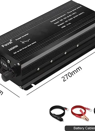 Инвертор преобразователь напряжения foval 2600w чистый синус 2