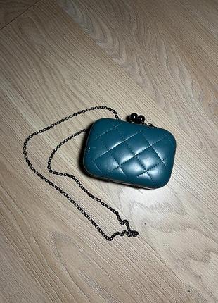 Сумка клатч бірюзова на ланцюжку 4