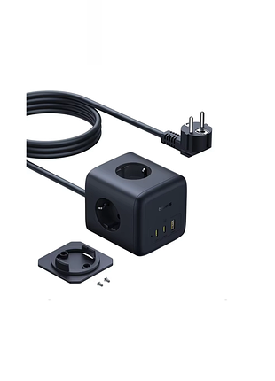 Зарядное baseus gan 67w с розетками 220 enerfill fa11 cube power strip 2