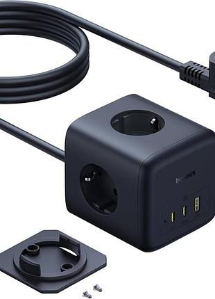 Зарядное baseus gan 67w с розетками 220 enerfill fa11 cube power strip 4