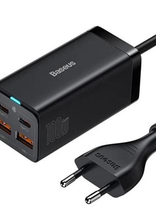 Сетевое зарядное устройство baseus gan3 pro desktop fast charger qc4.0 +pd3.0 100w 2usb+2type-c 5a + кабель baseus type-c to type-c 100w 20v/5a 1м чер 2