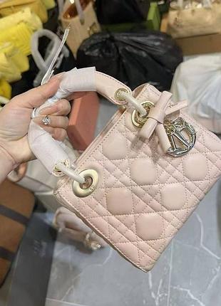 New сумочка lady dior ніжний колір золота фурнітура
