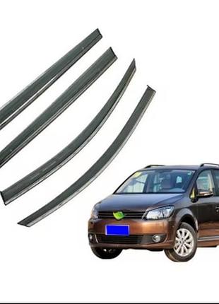 Дефлекторы окон (ветровики) volkswagen touran 2003-2015 з нержавіючої чорної сталі (hawk)