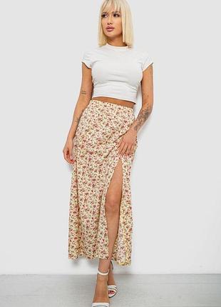 Юбка софт с цветочным принтом, цвет желтый, 257r11 xxl-xxxl